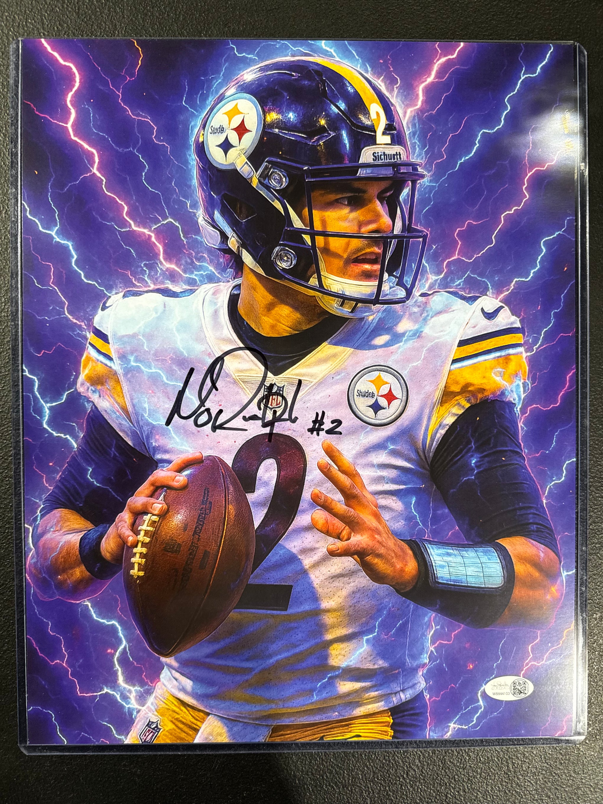 MASON RUDOLPH Pittsburgh Steelers SIGNED 11x14 Photo Electric Jsa