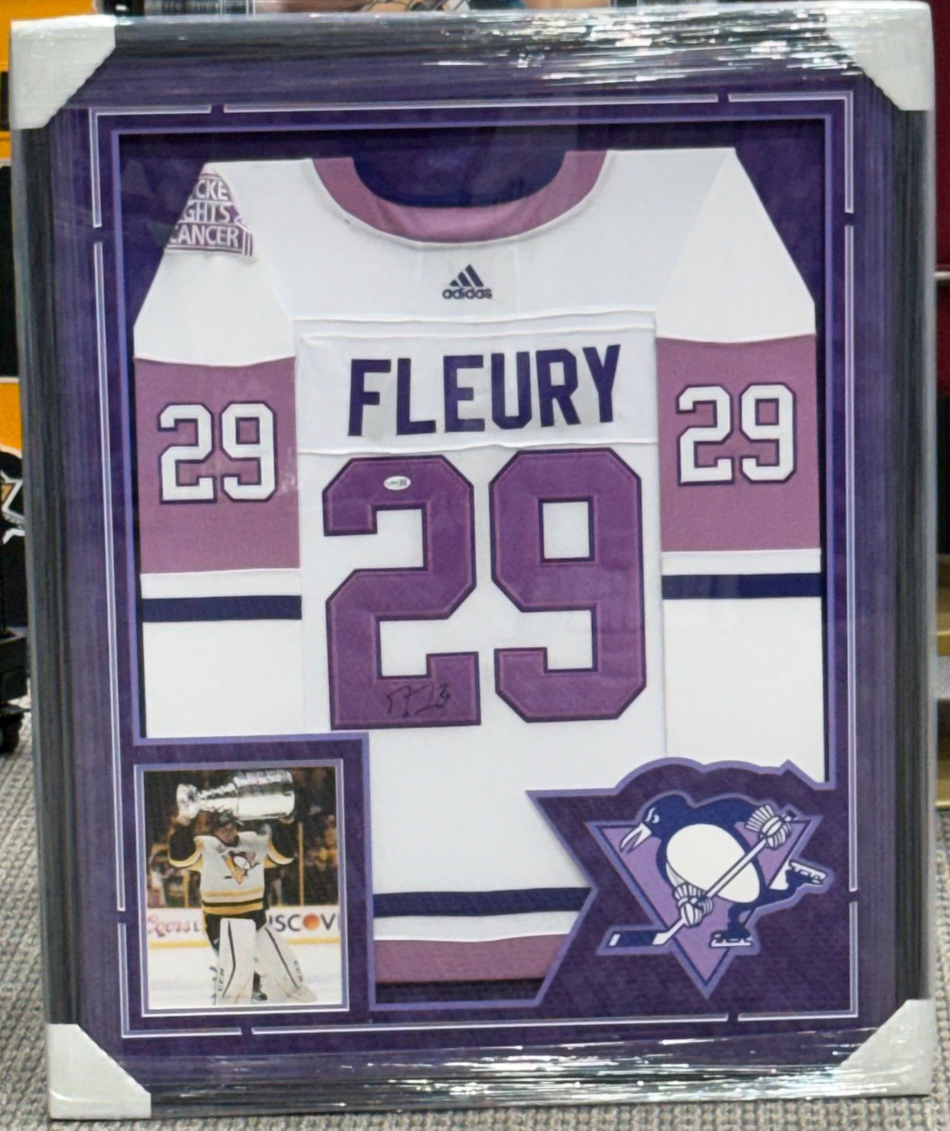 MARC ANDRE FLEURY SIGNED AUTOGRAPH PITTSBURGH PENGUINS JERSEY JSA Hockey Fights Cancer