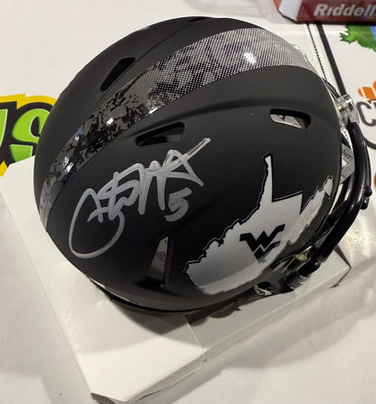 Pat White West Virginia Mountaineers Signed WVU Mini Helmet JSA Black