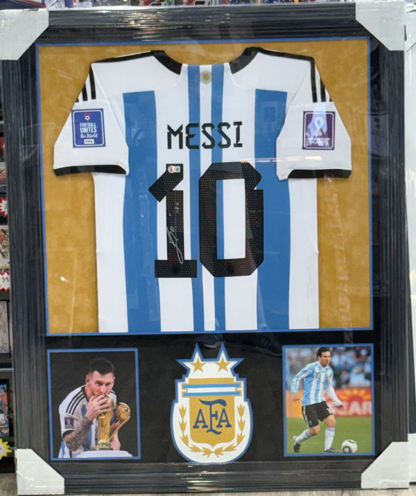 Lionel Messi Signed Jersey Framed Argentina National Team Beckett 235