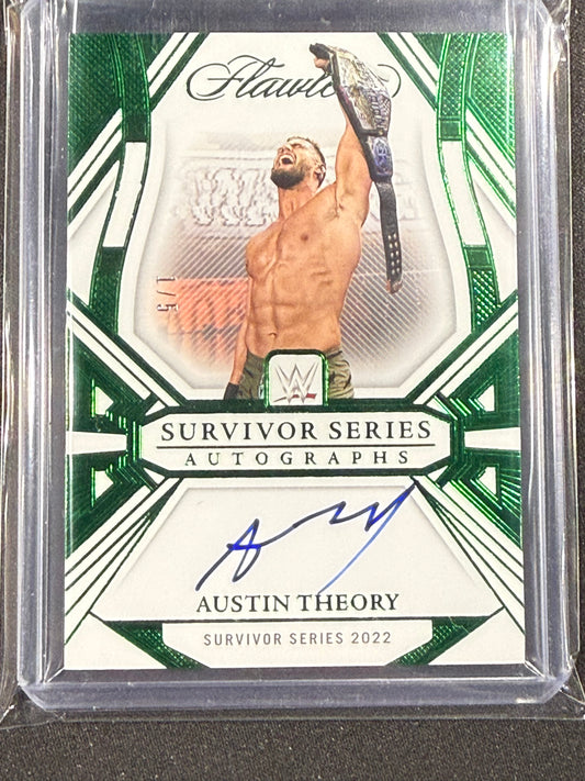 2024 Flawless WWE Austin Theory Survivor Series Auto Emerald 1/5 SmackDown
