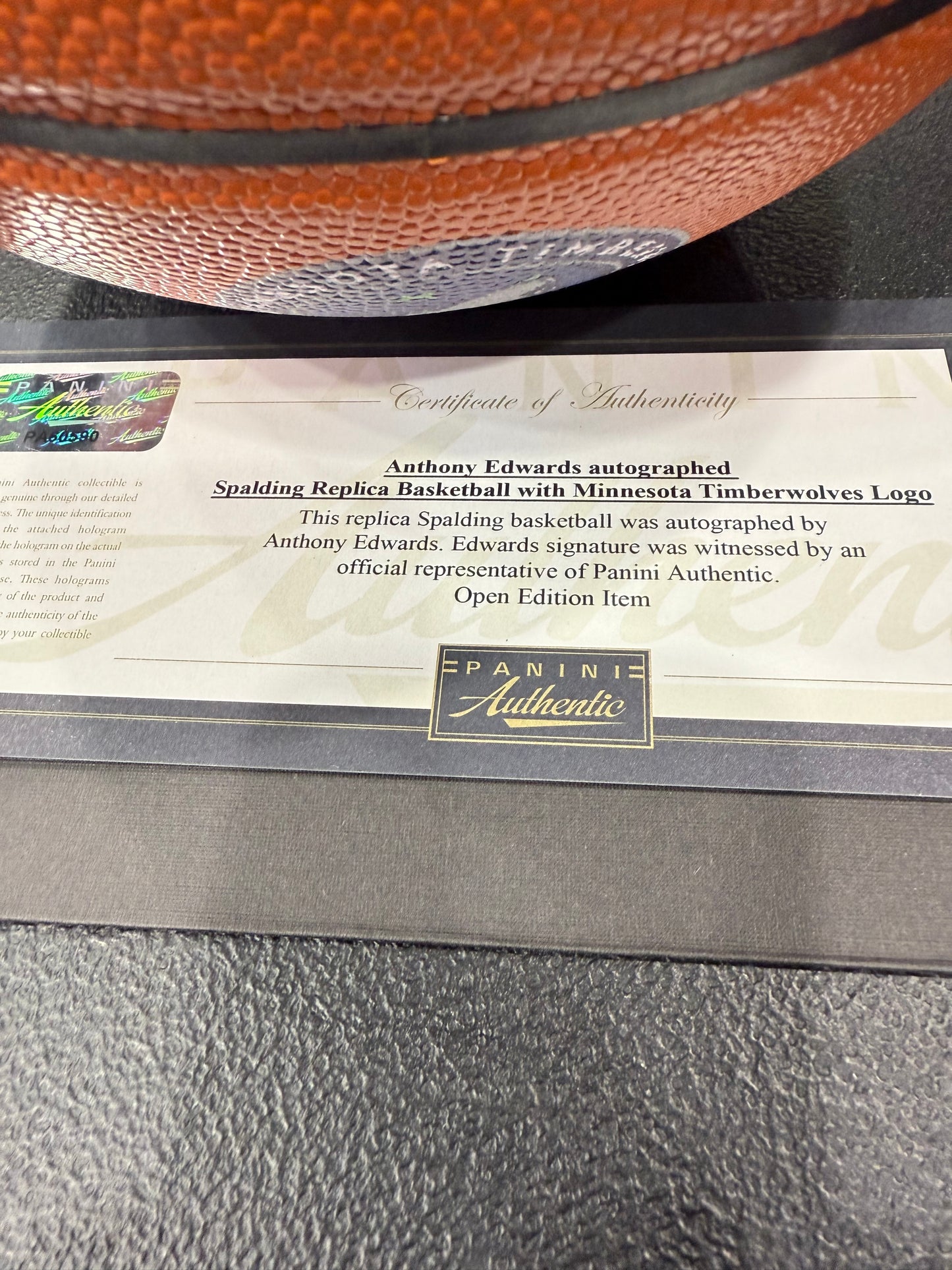 Anthony Edwards Signed Autographed Minnesota Timberwolves Basketball Panini COA