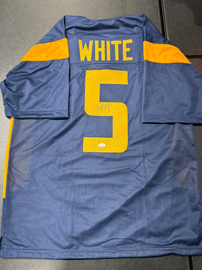 Pat White signed West Virginia WVU Mountaineers jersey JSA COA Blue