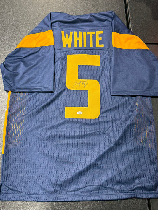 Pat White signed West Virginia WVU Mountaineers jersey JSA COA Blue