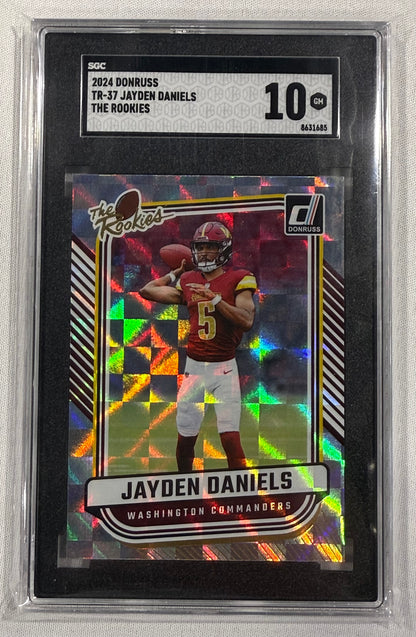 JAYDEN DANIELS 2024 Panini Donruss - The Rookies #TR-37 SGC GEM MINT 10 RC