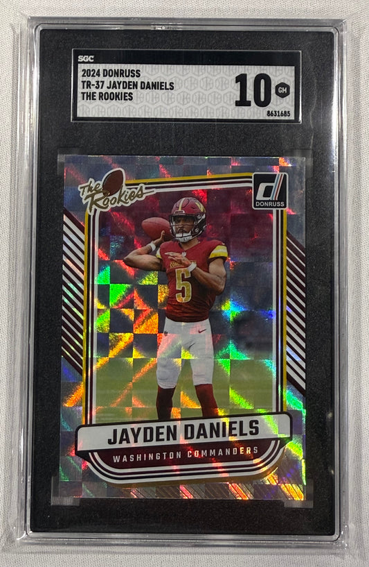 JAYDEN DANIELS 2024 Panini Donruss - The Rookies #TR-37 SGC GEM MINT 10 RC
