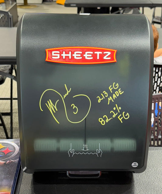 Pittsburgh Steelers Jeff Reed Signed Auto Sheetz Paper Towel Dispenser with Stat