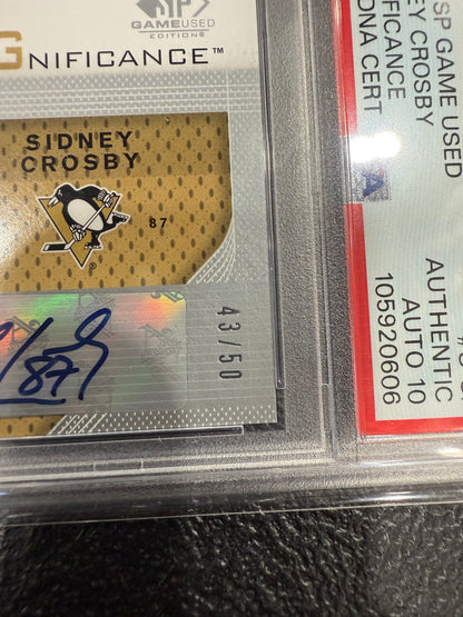 2007-08 SP AUTHENTIC #/50 Significance SIDNEY CROSBY Auto PSA Auto 10