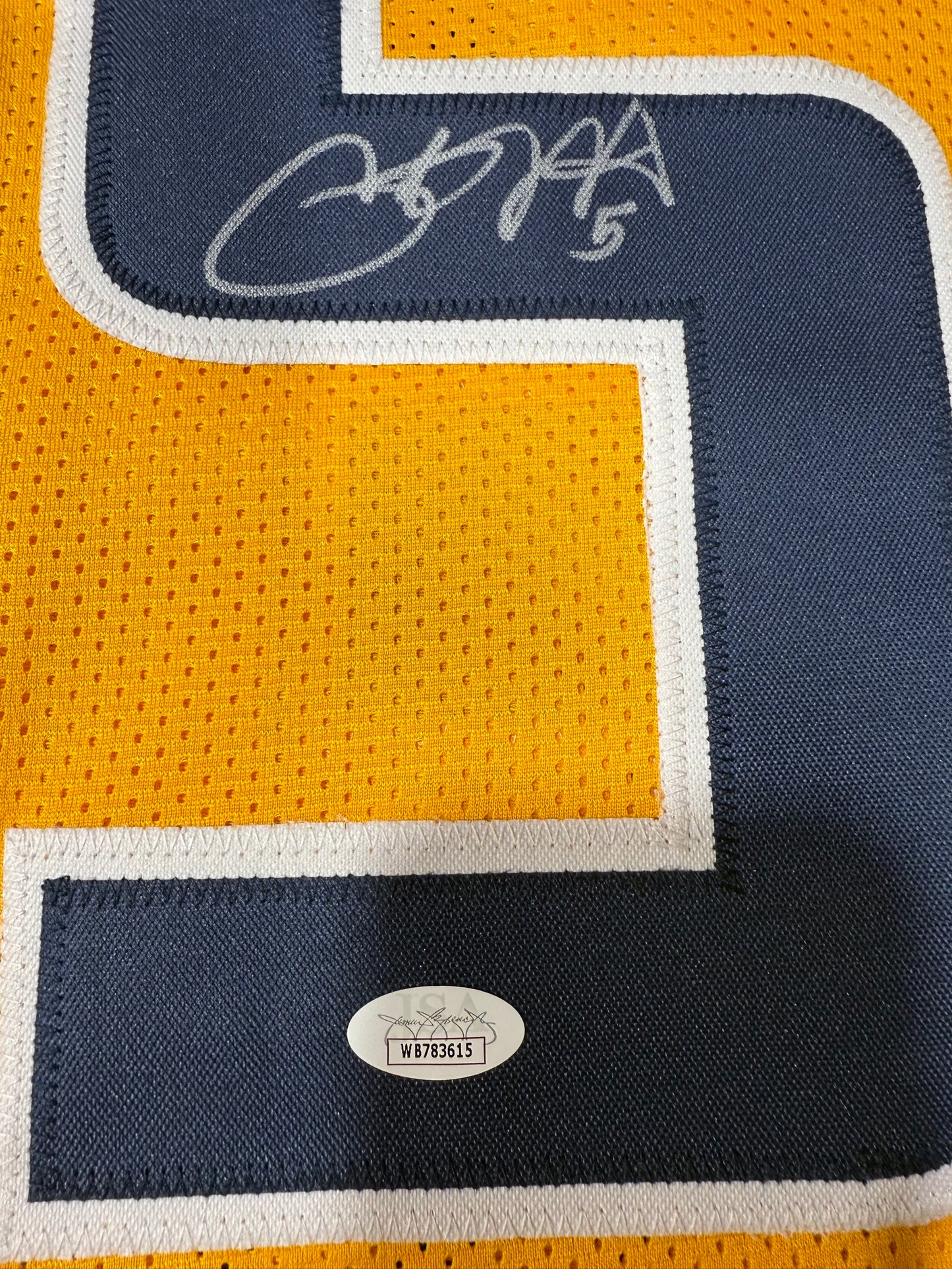 Pat White signed West Virginia WVU Mountaineers jersey JSA COA Yellow