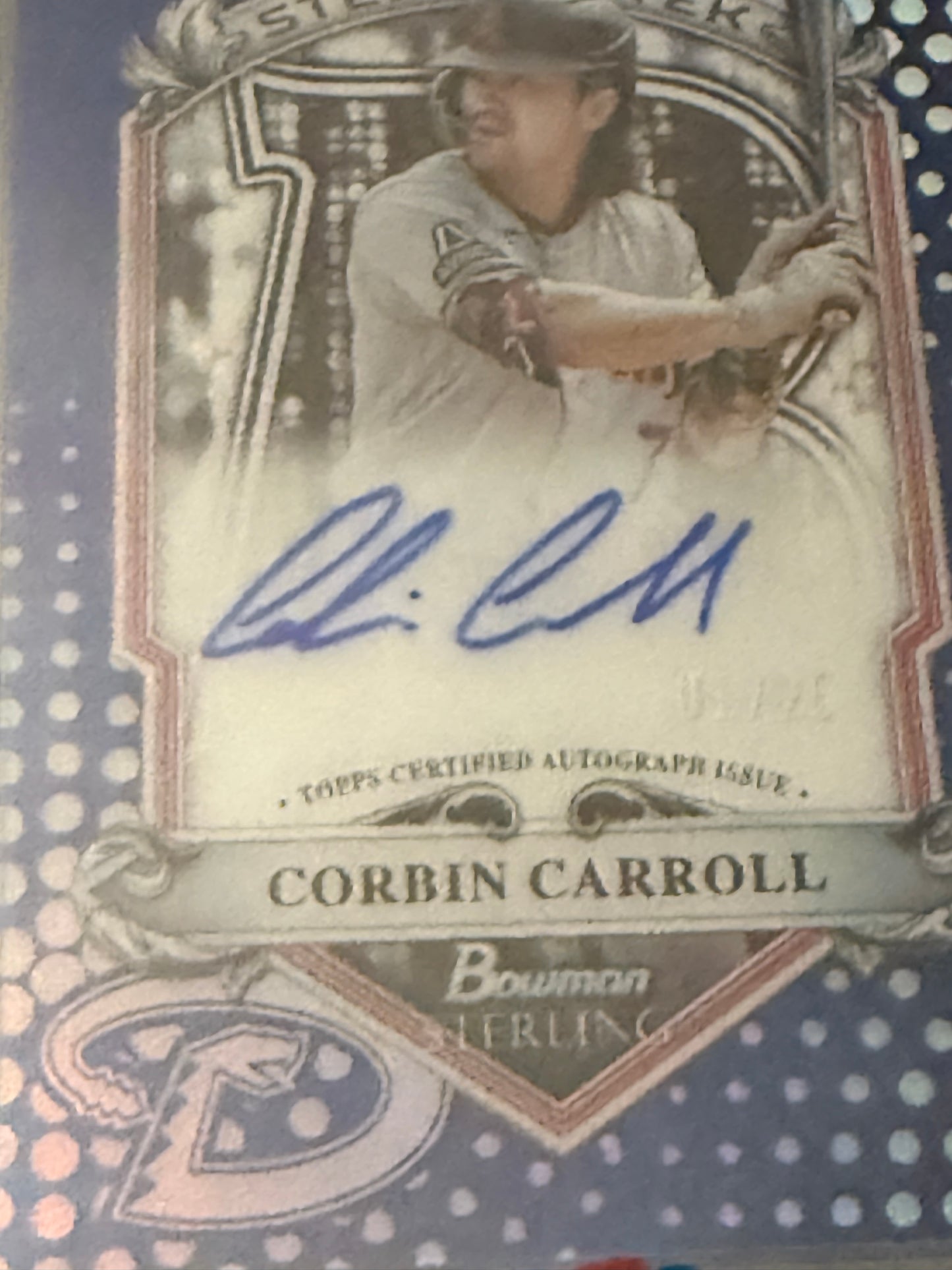 CORBIN CARROLL 2024 Bowman STERLING Tek BLUE REFRACTOR Auto /25 Psa 9 Arizona