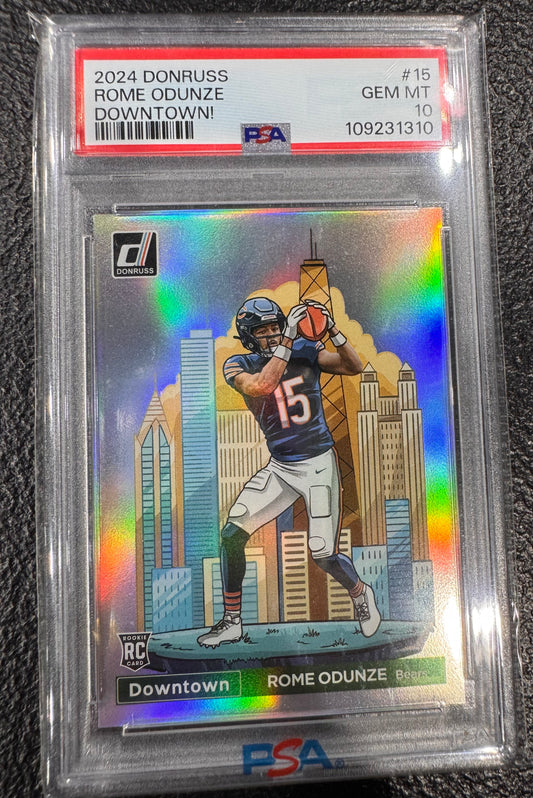 2024 Panini Donruss Rome Odunze Downtown PSA 10 Chicago Bears Downtown! SSP