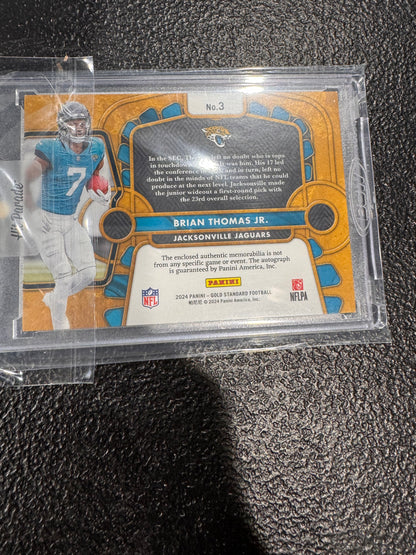 2024 Panini Gold Standard Brian Thomas Jr. Rookie Auto Dual Patch /10 Jaguars
