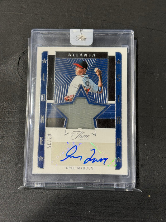 2023 Panini Three And Two Greg Maddux Lone Star Signatures Patch Auto /35 Atlanta Braves