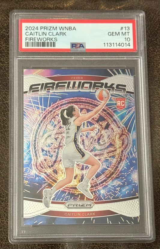 2024 Panini Prizm Caitlin Clark Rookie Gem Mint Fireworks Psa 10