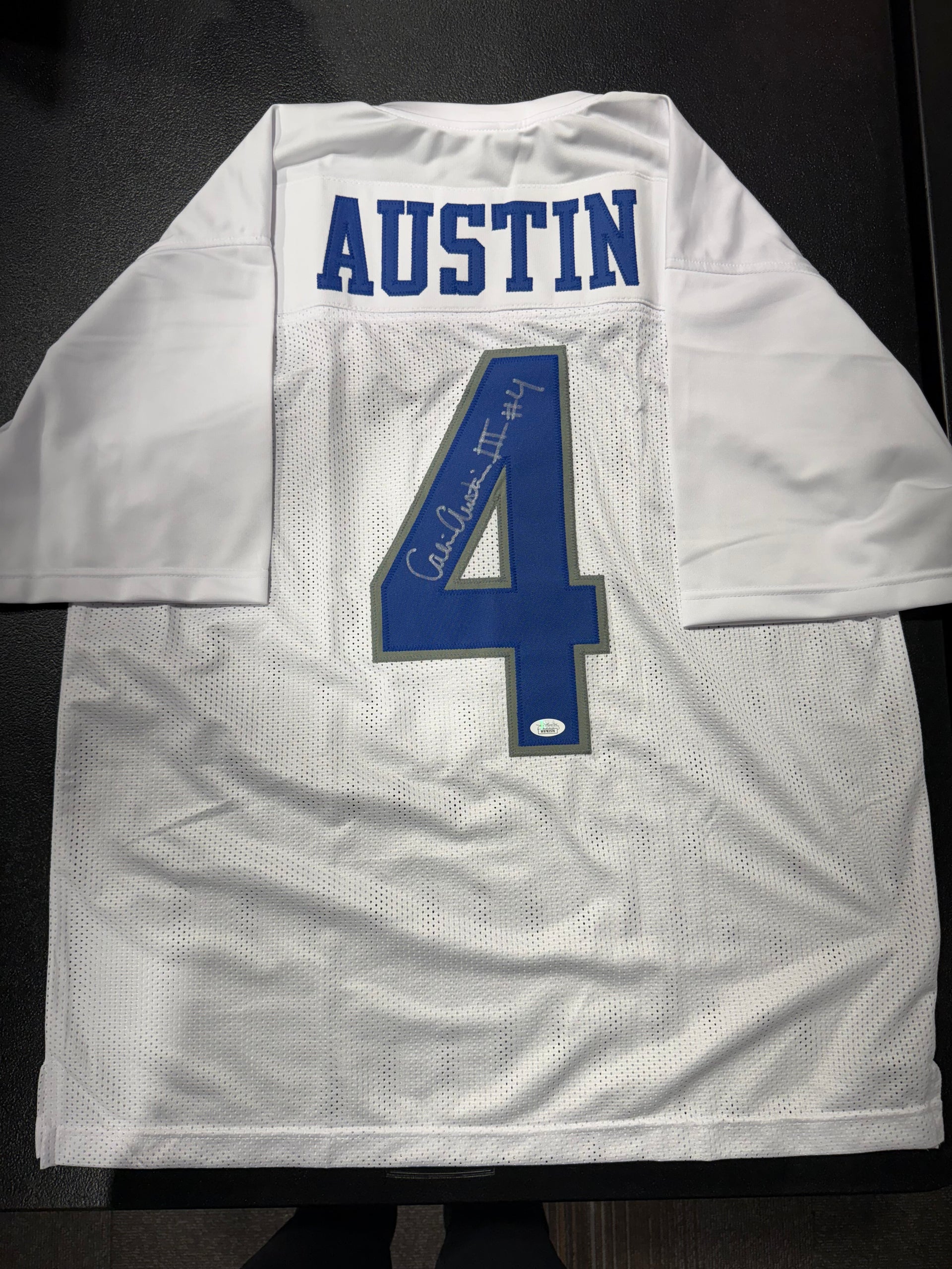 CALVIN AUSTIN III SIGNED AUTOGRAPHED MEMPHIS TIGERS #4 White JERSEY JSA