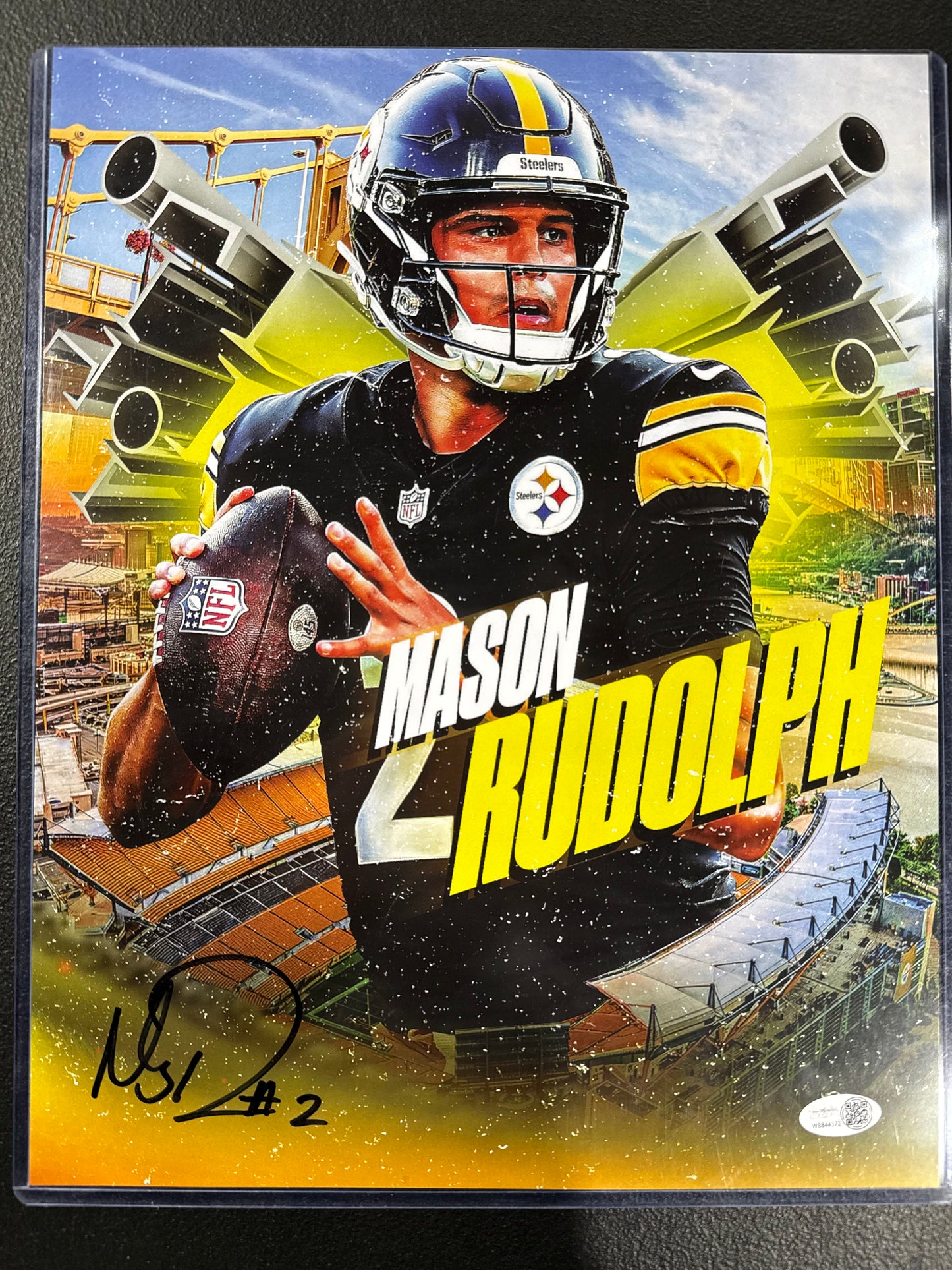 MASON RUDOLPH Pittsburgh Steelers SIGNED 11x14 Photo Edit Jsa