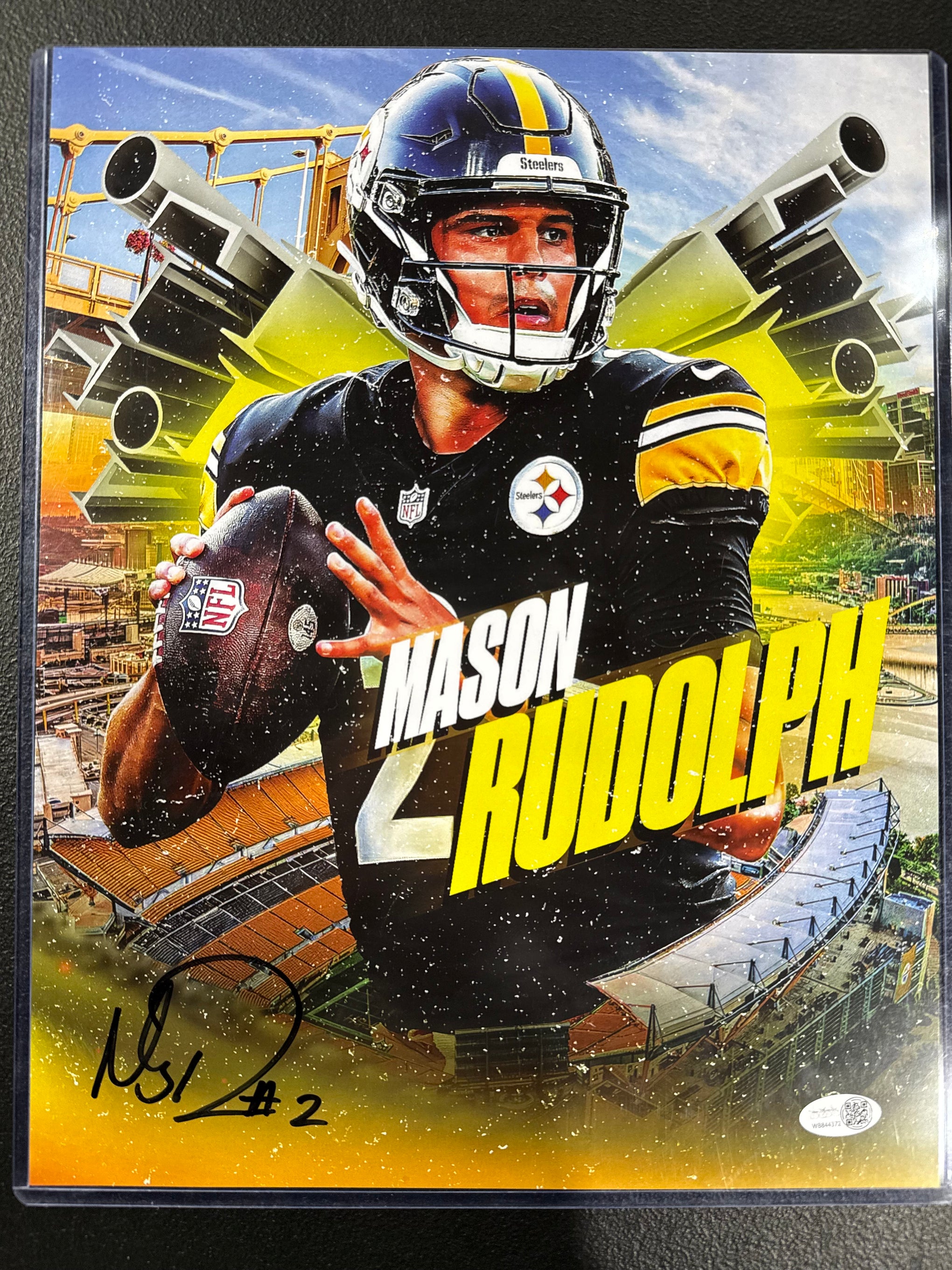 MASON RUDOLPH Pittsburgh Steelers SIGNED 11x14 Photo Edit Jsa