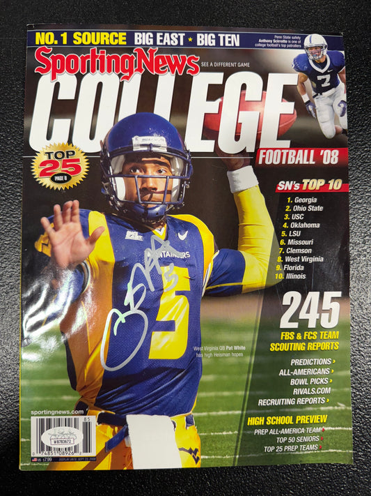Sporting News College WVU Pat White 2008 Football West Virginia Signed JSA