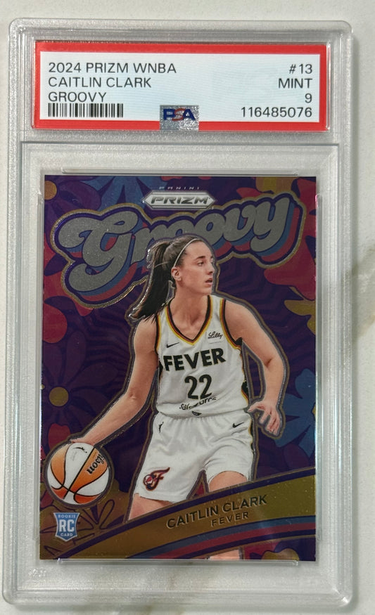 2024 Panini WNBA Prizm Caitlin Clark Groovy RC Rookie #13 Fever PSA 9