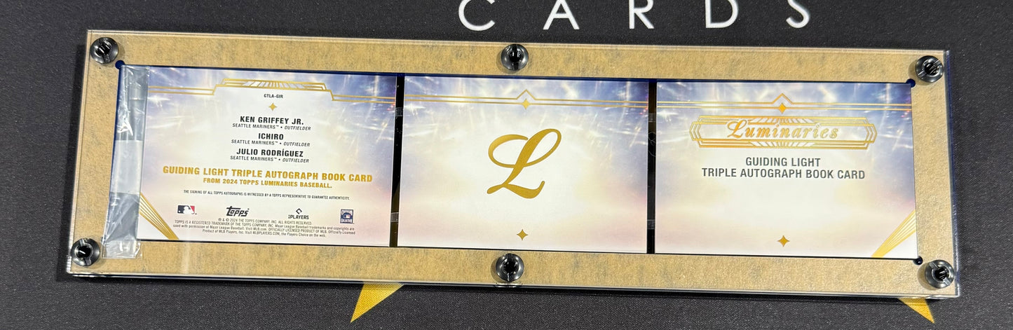 2024 Topps Luminaries Guiding Light Triple Auto Book - Griffey /Ichiro /J-Rod /5