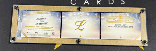 2024 Topps Luminaries Guiding Light Triple Auto Book - Griffey /Ichiro /J-Rod /5