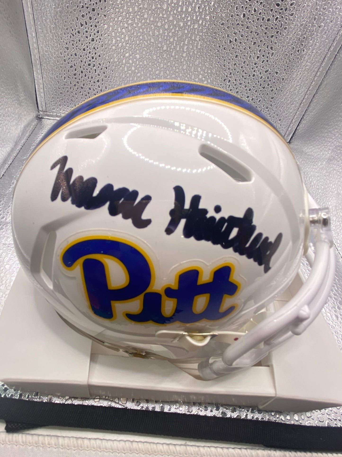 Mason Heintschel Full Name Signed Mini White Speed Pittsburgh Panthers Pitt Helmet JSA