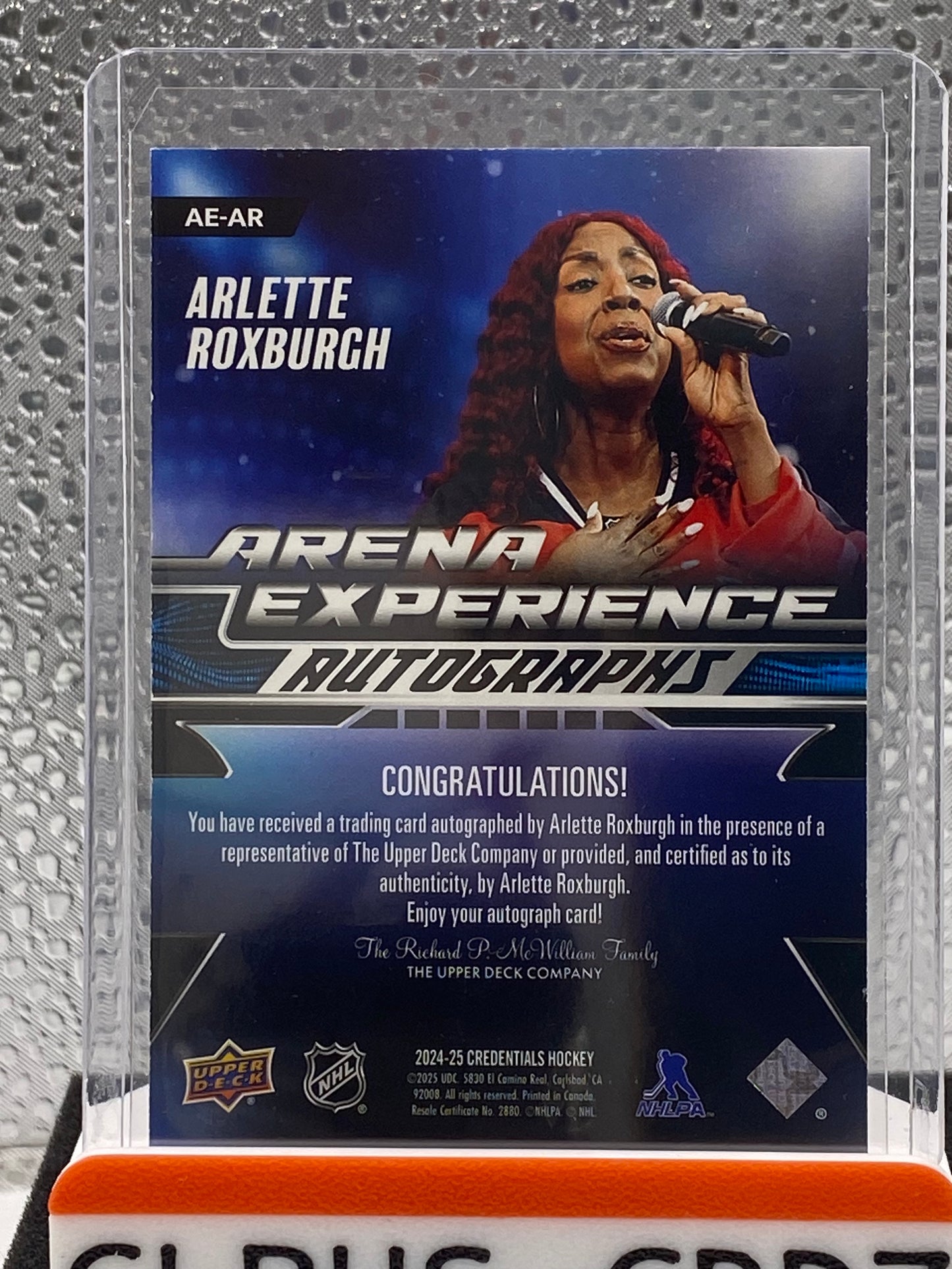 24-25 UD CREDENTIALS ARENA EXPERIENCE AUTO ARLETTE ROXBURGH