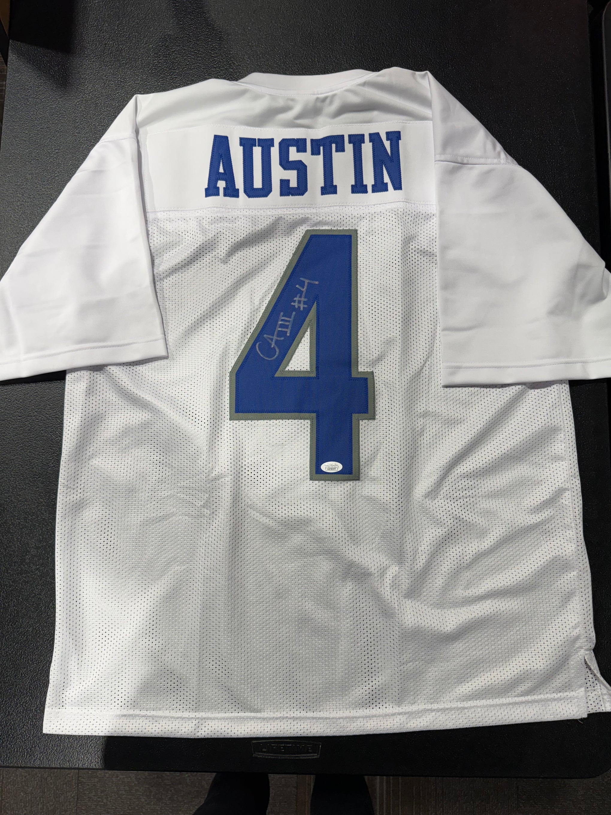 CALVIN AUSTIN III SIGNED AUTOGRAPHED MEMPHIS TIGERS #4 White JERSEY JSA Short