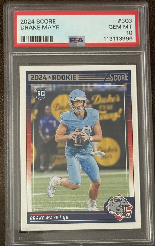 2024 Score - Rookies Drake Maye #303 (RC) PSA 10 New England Patriots