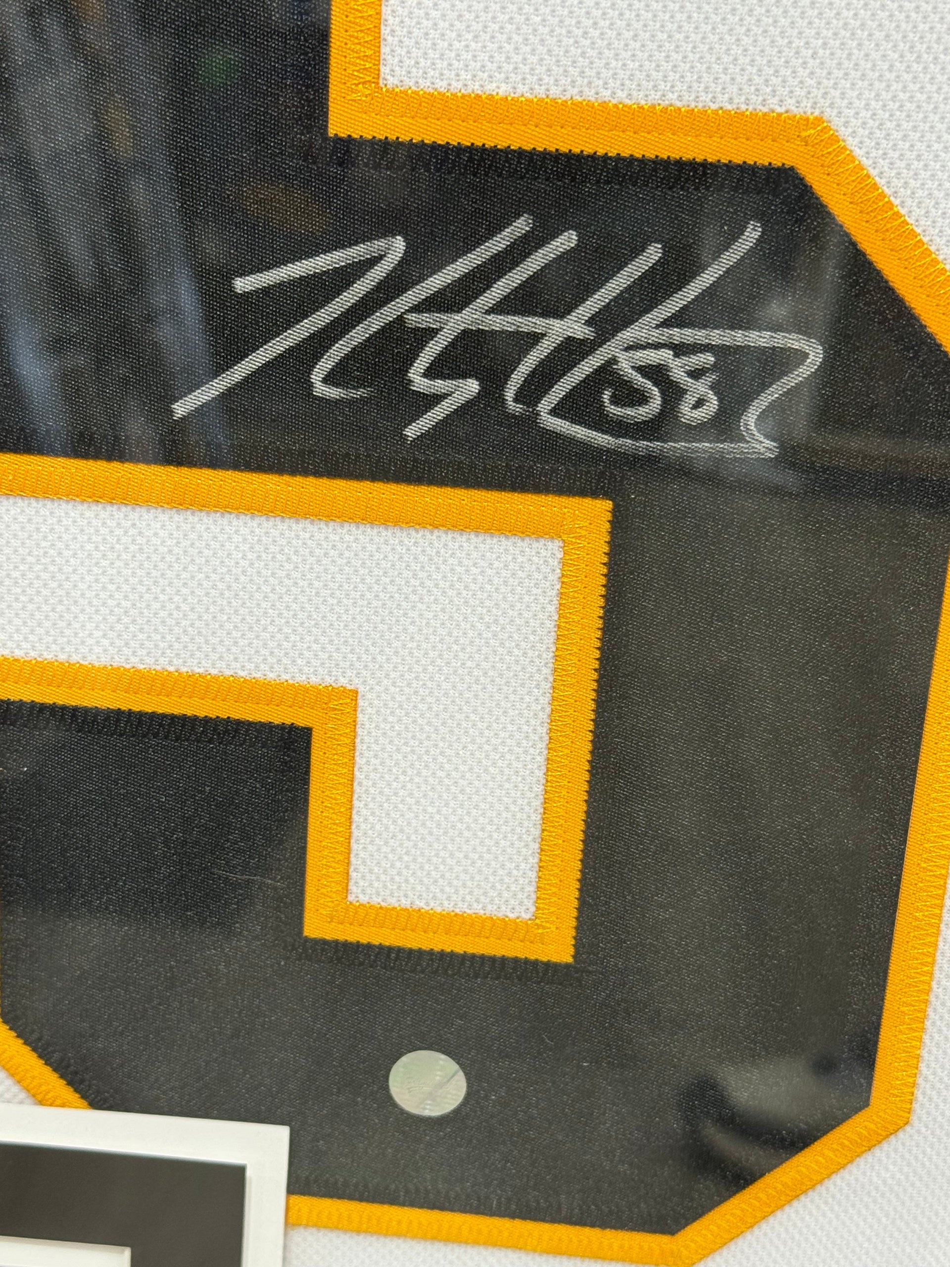 Kris Letang Signed Framed Pittsburgh Penguins White Jersey Frameworth 1 Photo