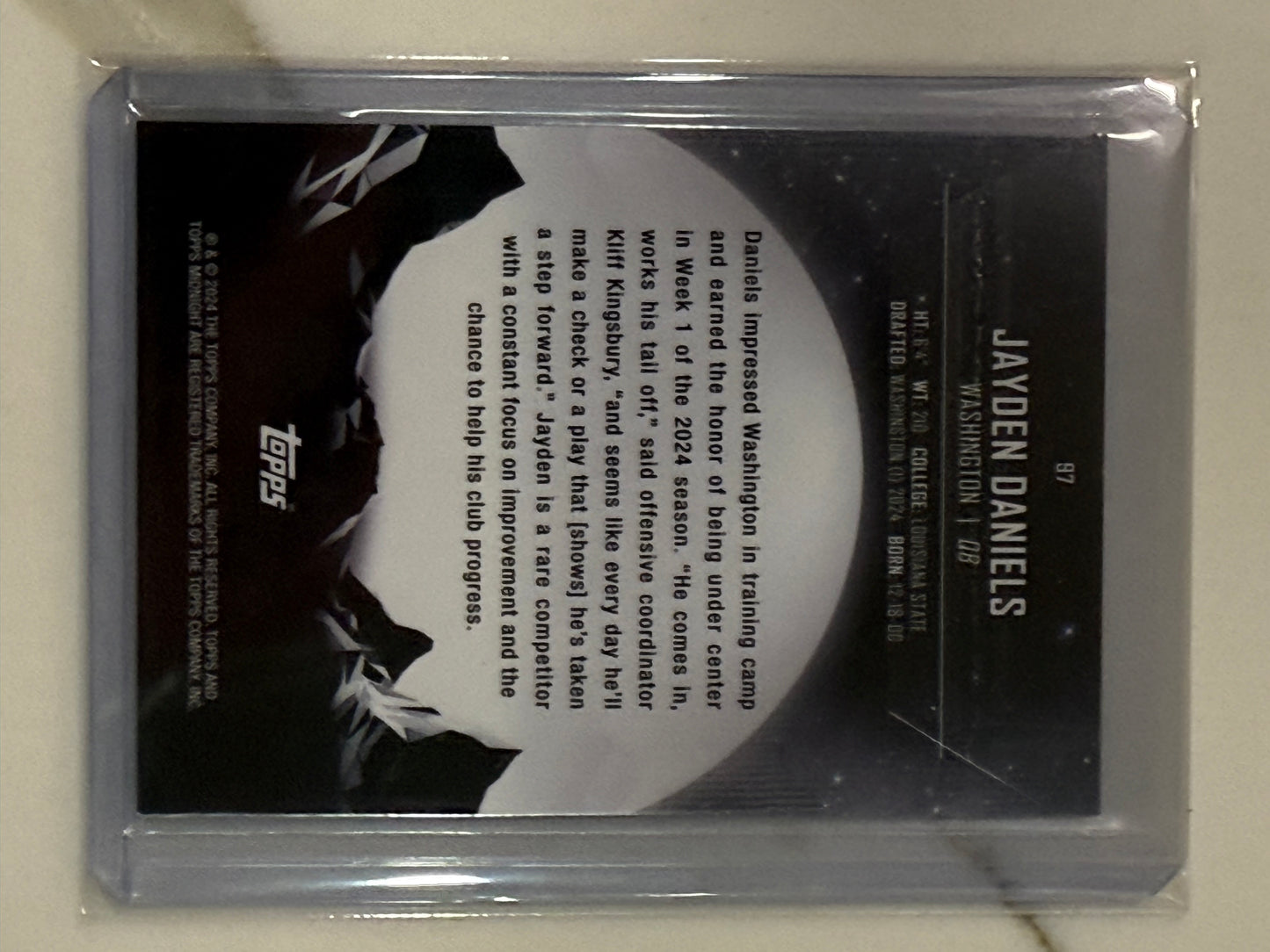 2024 Topps Midnight Jayden Daniels RC 1/20 Washington Commanders