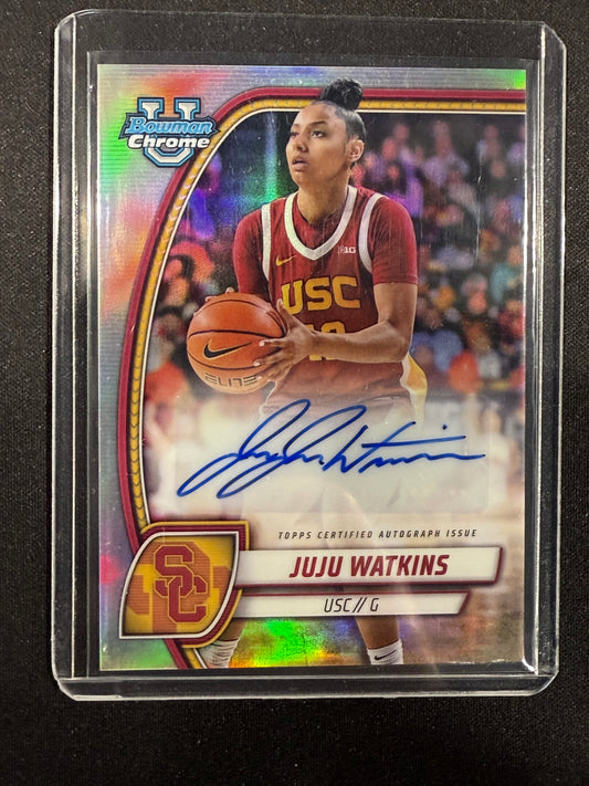 2024-25 Bowman Chrome U JuJu Watkins Refractor Auto USC Trojans