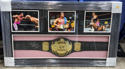 BRET THE HITMAN HART REPLICA TOY BELT WWF CHAMPIONSHIP BELT JSA COA Framed