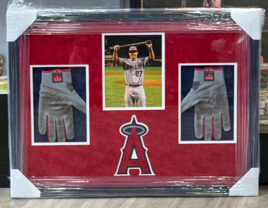Mike Trout 2021 Framed Game Used Batting Gloves Autographed Anderson Los Angeles