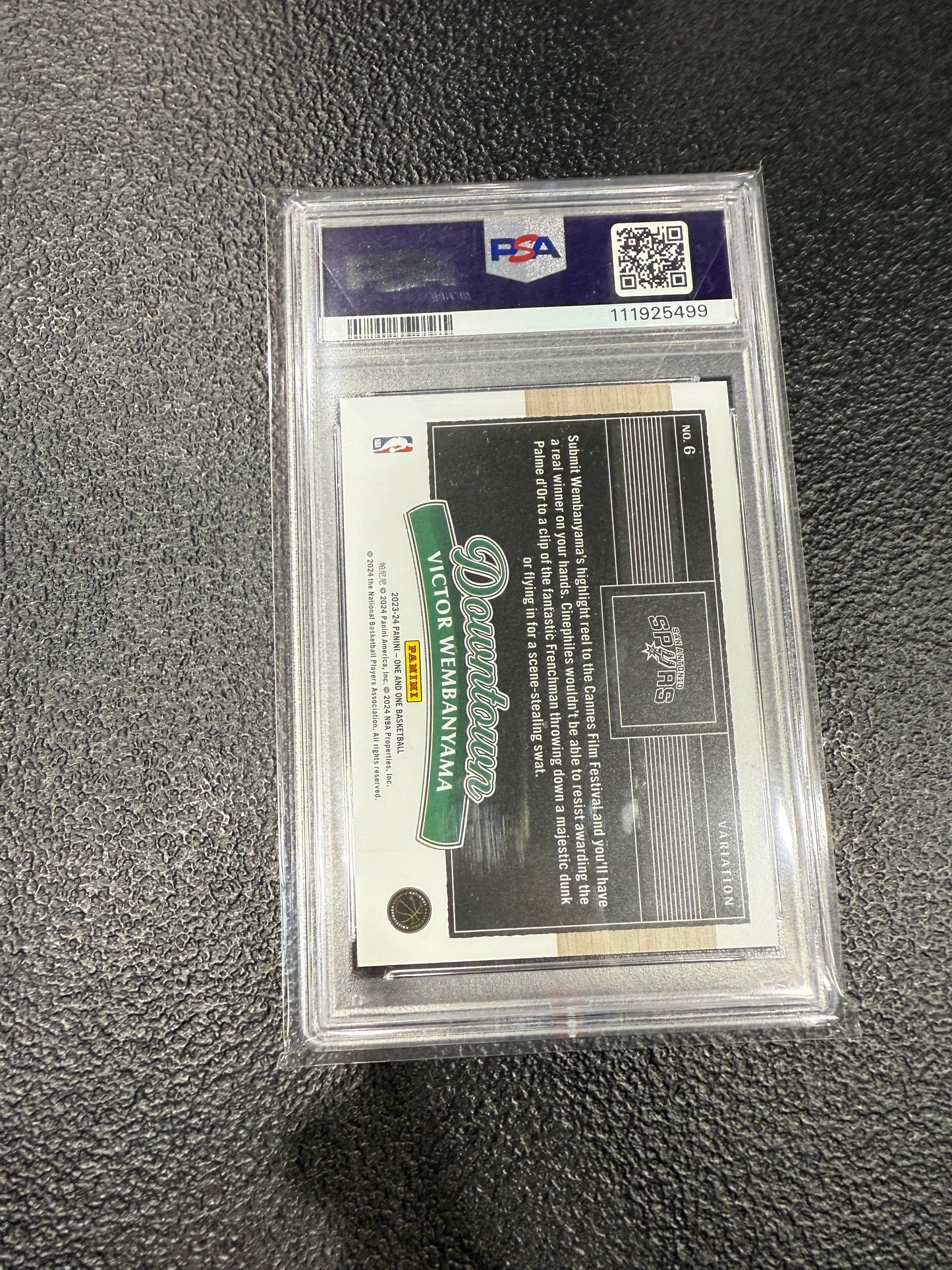 2023-24 One And One Victor Wembanyama Variation Downtown RC Case Hit SSP PSA 10