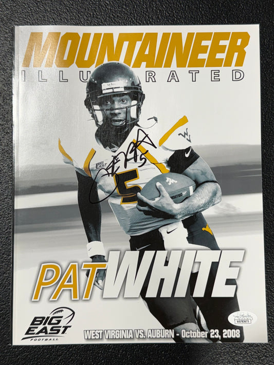 WVU Mountaineer Illustrated Program Pat White Auburn 2008 Signed JSA