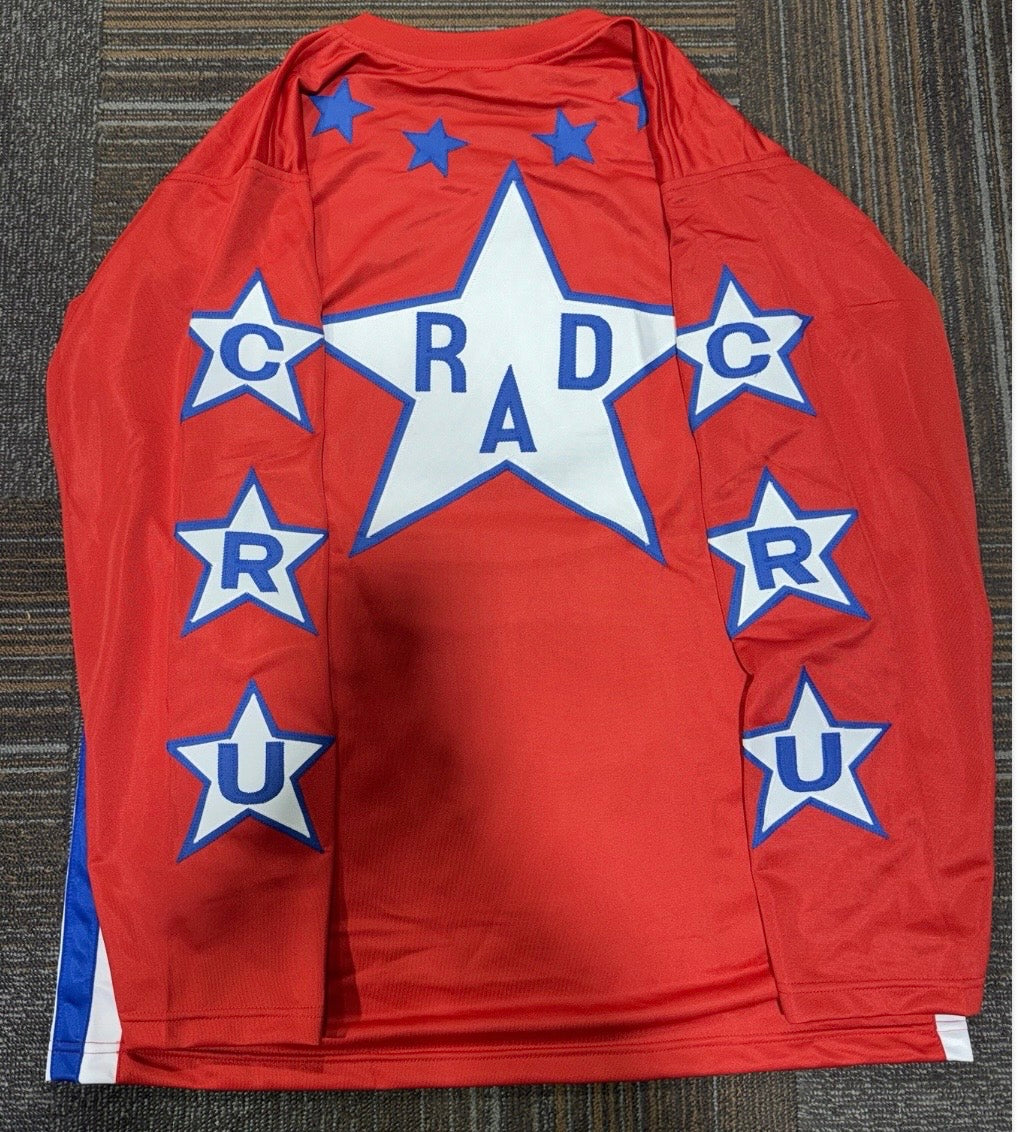 Bill Allen Cru Jones SIGNED RAD Racing Movie Jersey Clubhouse Card COA Large Blue