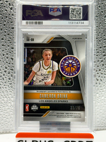 2024 Panini WNBA Prizm Cameron Brink Signatures RC Blue Auto /75 Psa 8