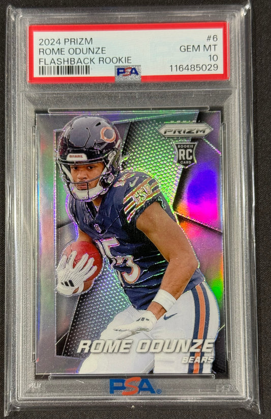 Rome Odunze (RC) 2024 Prizm Flashback Rookie CHICAGO BEARS Psa 10
