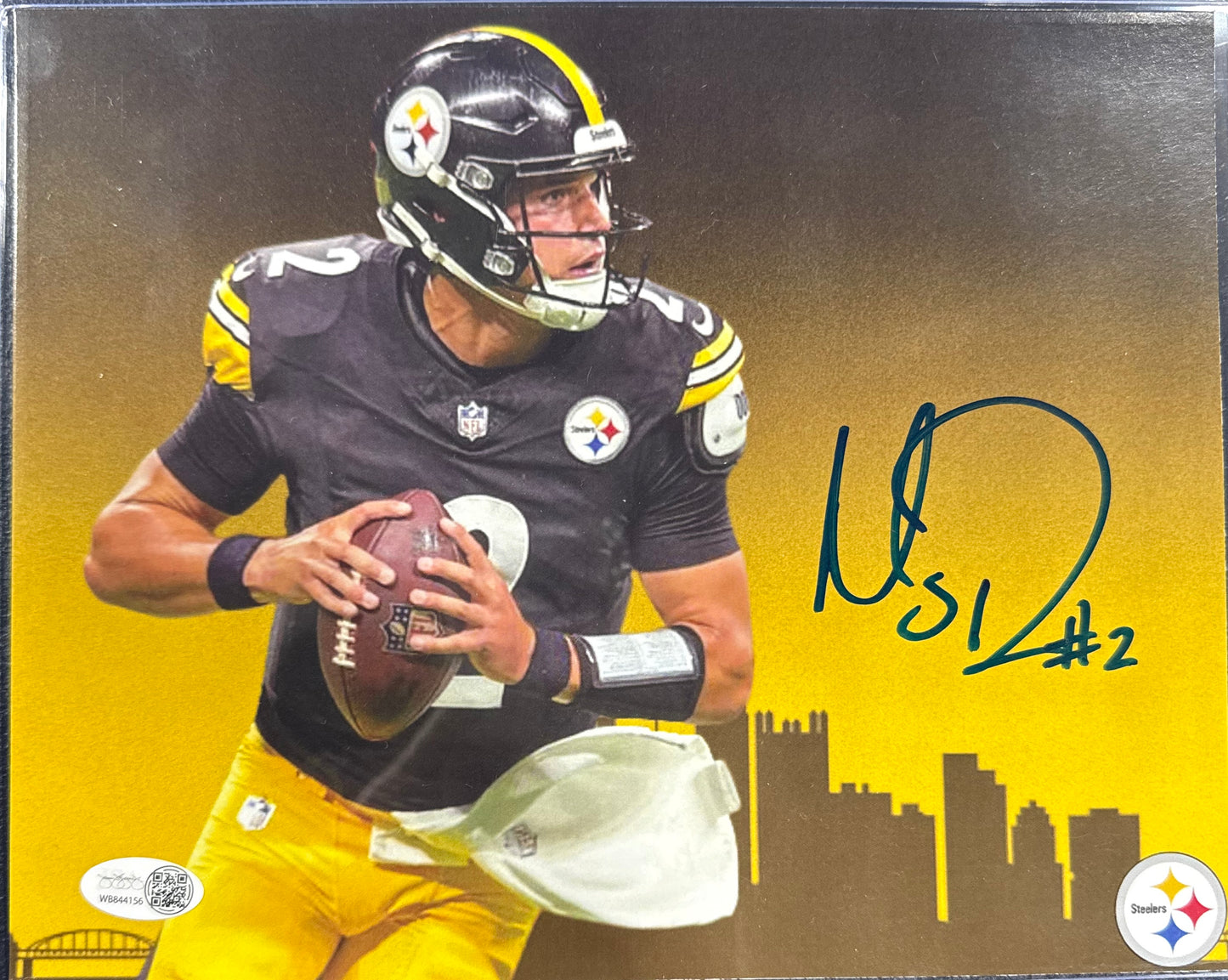 MASON RUDOLPH Pittsburgh Steelers SIGNED 11x14 Photo Skyline Jsa