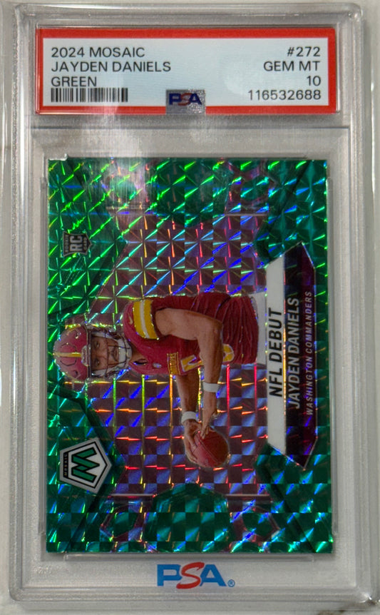 2024 PANINI MOSAIC GREEN #272 JAYDEN DANIELS ROOKIE RC PSA 10