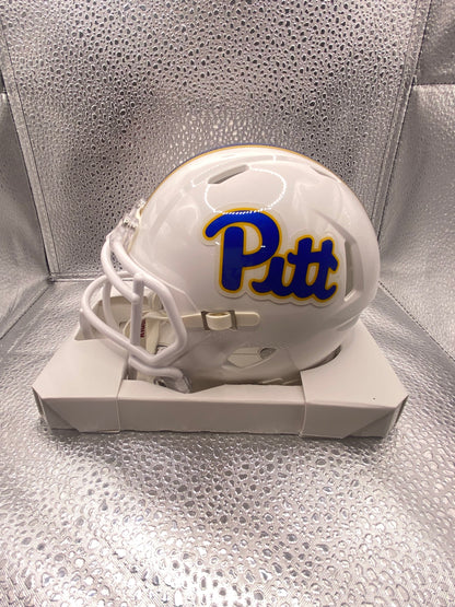 Mason Heintschel Full Name Signed Mini White Speed Pittsburgh Panthers Pitt Helmet JSA
