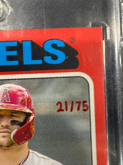 2024 Topps Heritage Mike Trout Red Ink Auto Autograph /75 Los Angeles Angeles