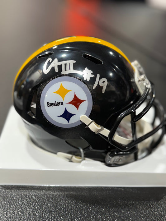 CALVIN AUSTIN III Pittsburgh Steelers SIGNED Mini HELMET JSA Long