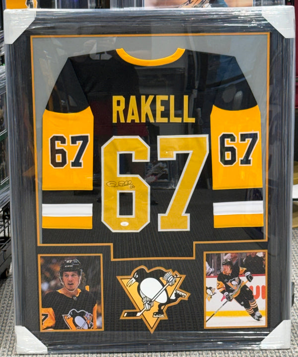 RICKARD RAKELL Signed Pittsburgh Penguins Framed Custom Black Jersey JSA