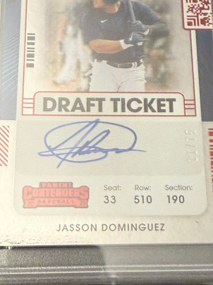 Jasson Dominguez 2021 Contenders Prospect Red Draft Ticket /75 Psa 9/9 New York