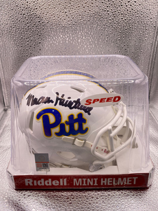 Mason Heintschel Full Name Signed Mini White Speed Pittsburgh Panthers Pitt Helmet JSA