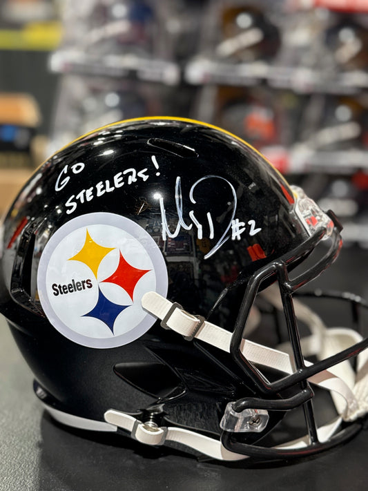 Mason Rudolph Pittsburgh Steelers Full Size replica Black Helmet JSA