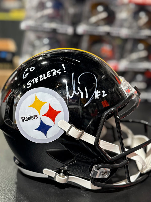Mason Rudolph Pittsburgh Steelers Full Size replica Black Helmet JSA