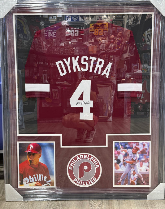 Lenny Dykstra Signed Framed Jersey Philadelphia Phillies JSA